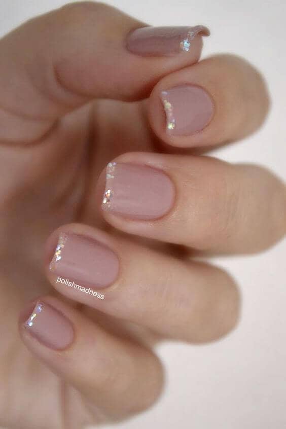 Neutral Nails with a Touch of Glitter