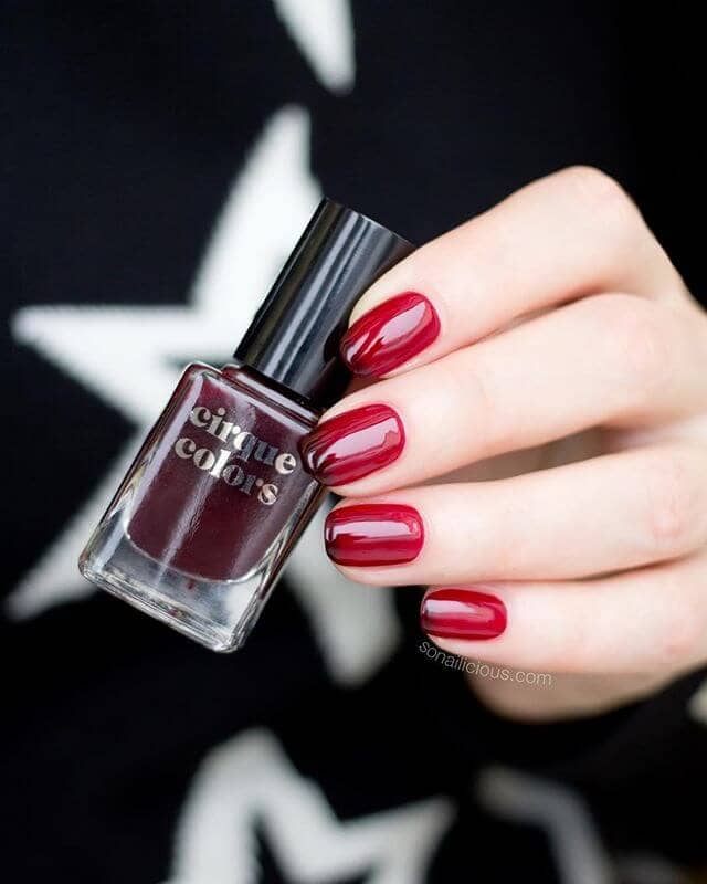 Bright Red And Oxblood Red Edgy Manicure