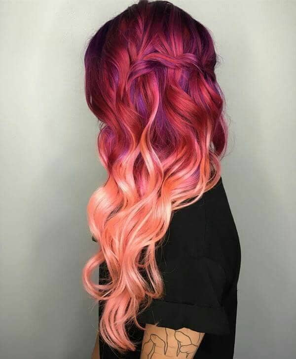Pink Hair with Violet Lowlights<