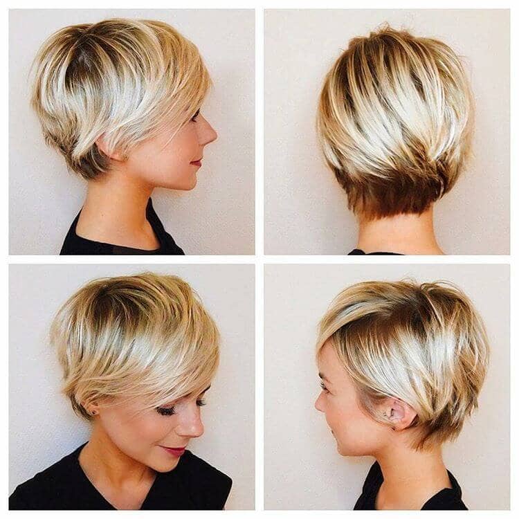 Sunny Blonde Long Pixie Cut With Side Bangs