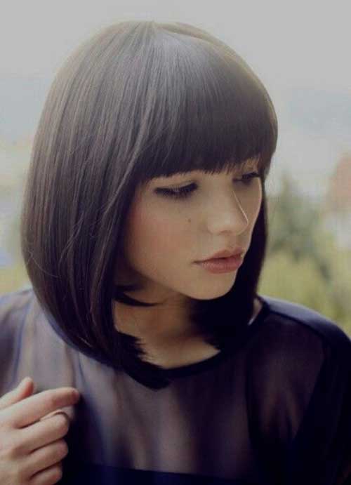 Sleek and Straight Bob With Blunt Bangs