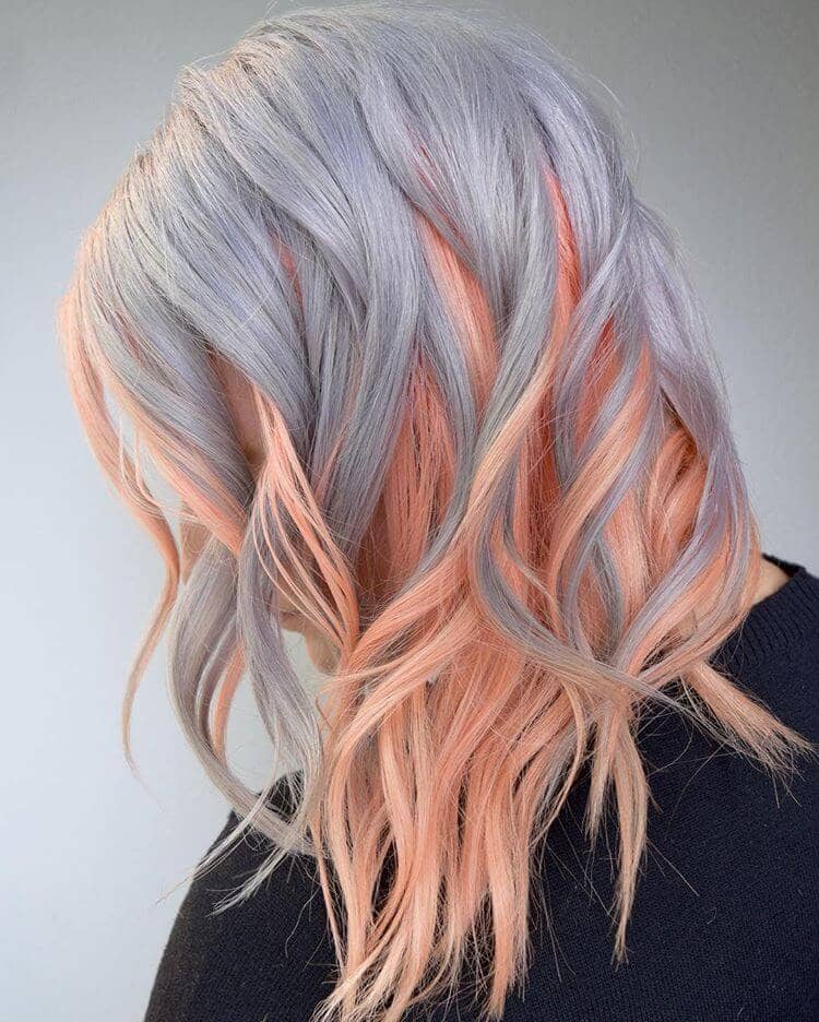 Silver and Pink Waves for Fine Hair