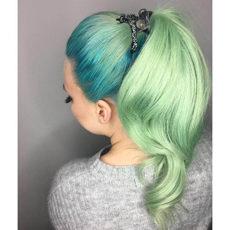 Delicate Turquoise Blue and Green Ponytail