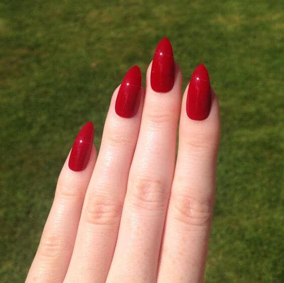 Awesome Deep Red Stiletto Nail Design