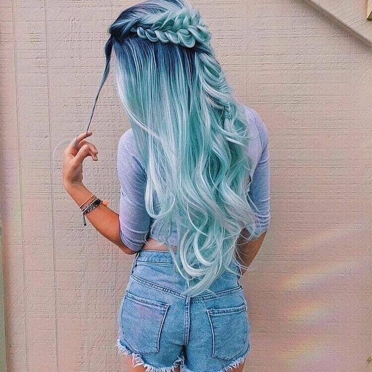 Ultra Long Blue Ombre Hair