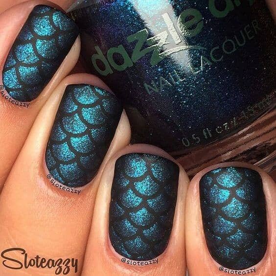 Textured Shimmery Mermaid Tail Scales with Black Lattice