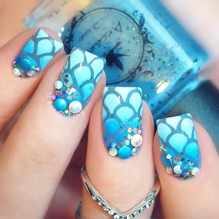 Blue All Over Bubble Explosion Nail Art