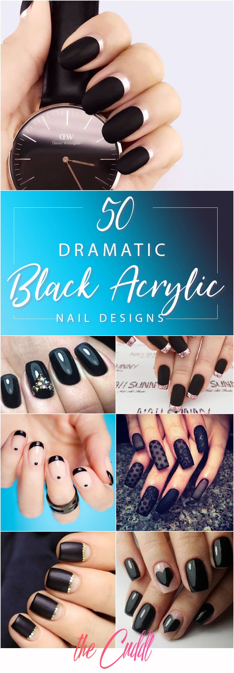 50 Dramatic Black Acrylic Nail Designs to Keep Your Style On Point