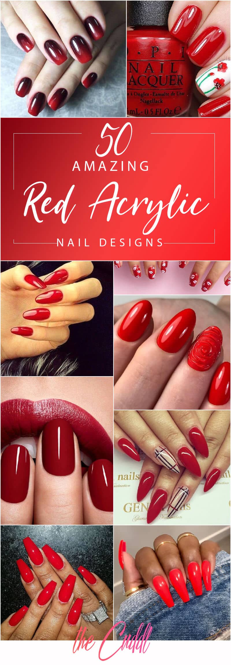 50 Creative Red Acrylic Nail Designs To Inspire You