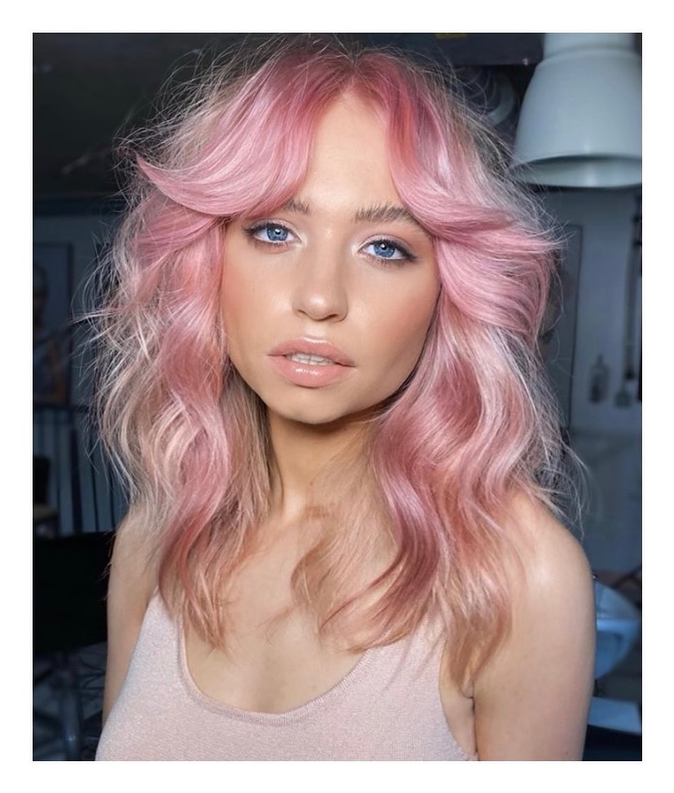 Rose Gold Short Wave Pastel Pink Hair Color of the 80s