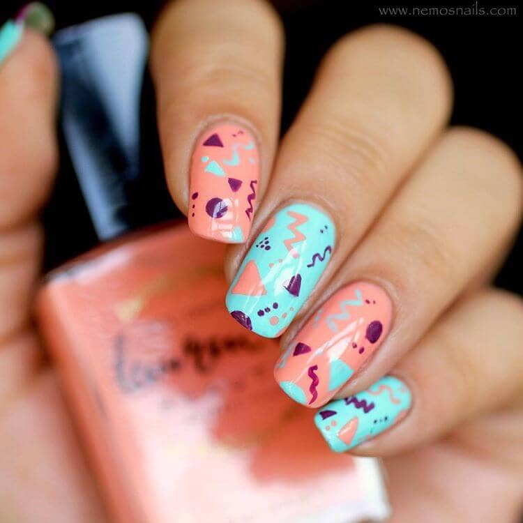 The 80s Inspired Graphic Nail Design