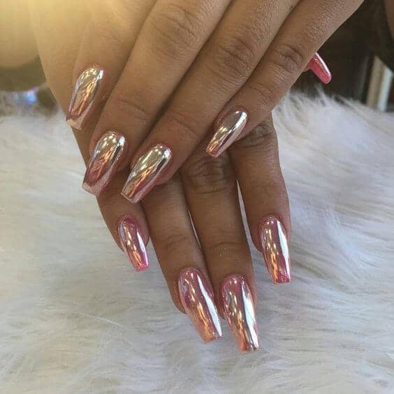 Standout Nails in Pink Gold Chrome