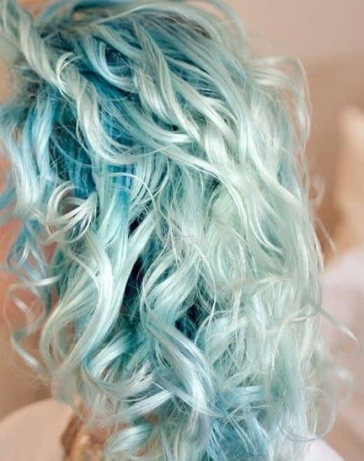 Light Blue Dark Roots Curly Hair