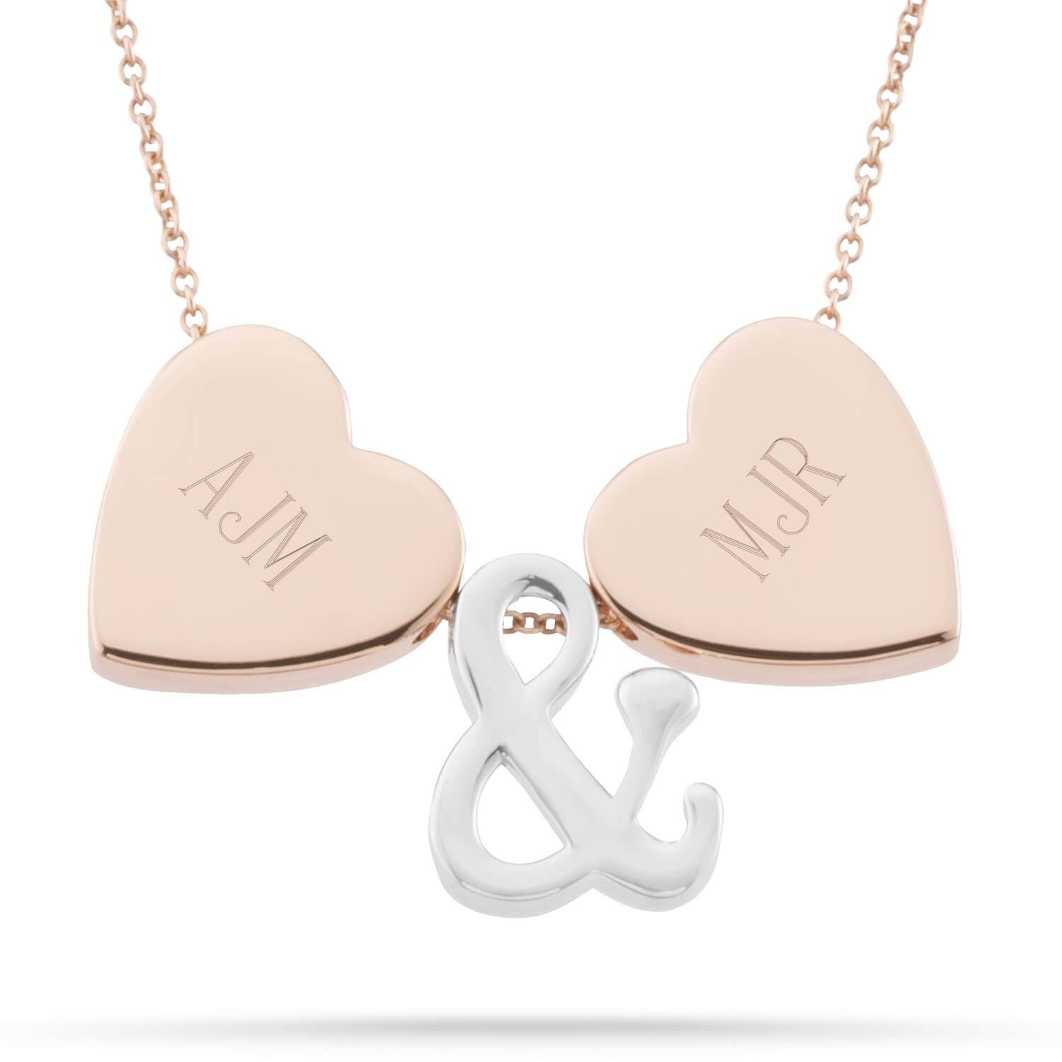 Sterling Silver Double Heart Couple Necklace 