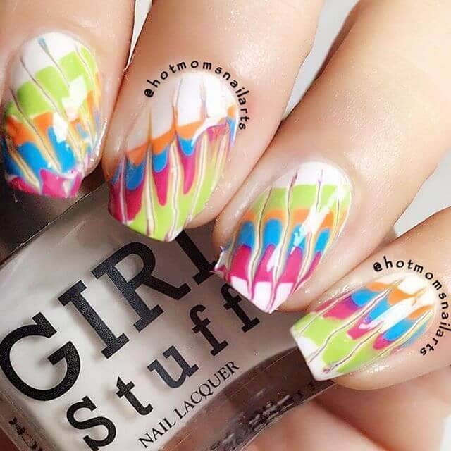 Tie Dyed and Marbled Birthday Nails