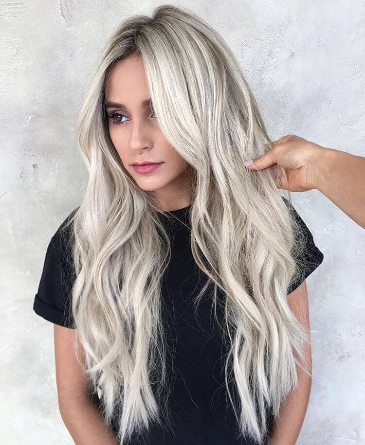 Long Silver Ash Blonde Hair Waves