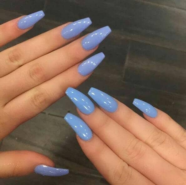 Baby Blues Sweet Pastel Blue Long Nail Shape