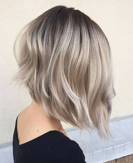 Short Angled Ash Blonde Hair Ombre Bob