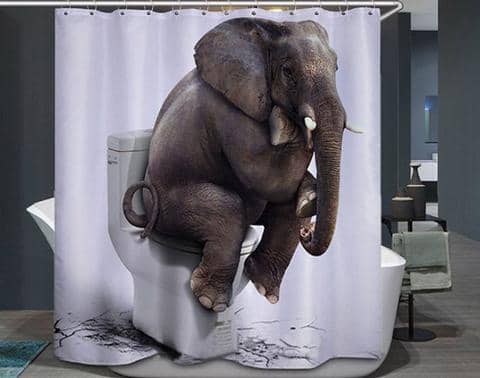 Elephant on the Toilet Curtain for the Shower