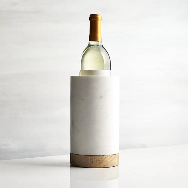 Wood White Marble Wine Cooler 