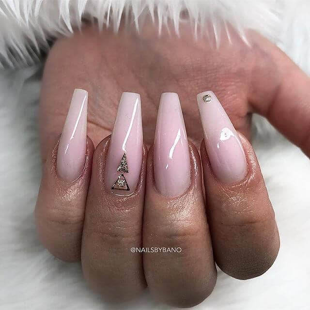 Pink Manicure With Rhinestone Accents