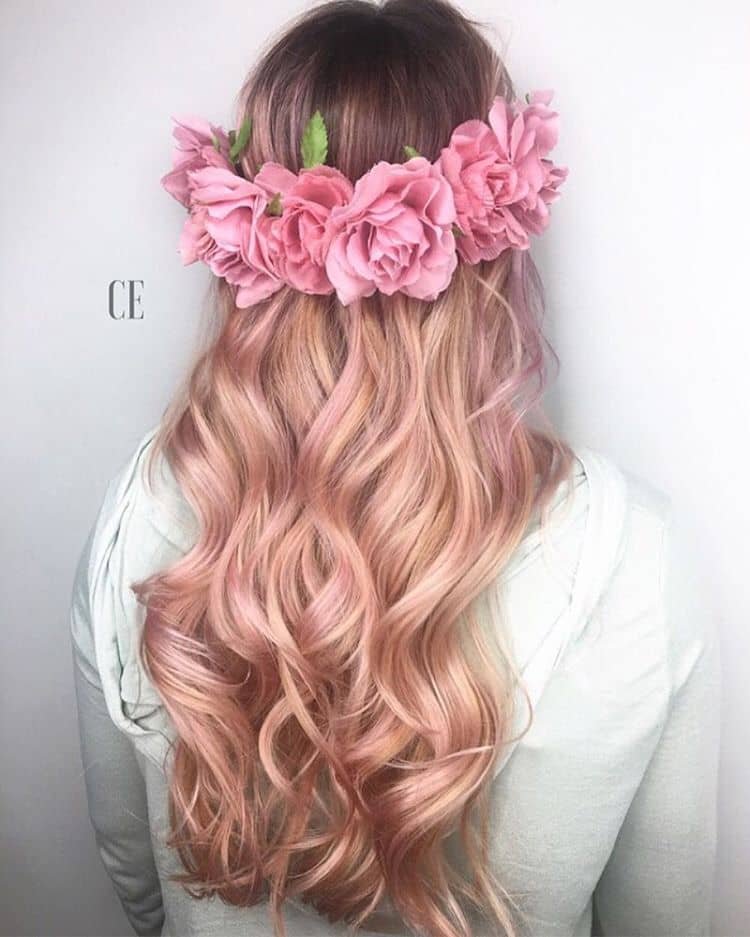 Romantic Pastel Pink Hair in Long Curls