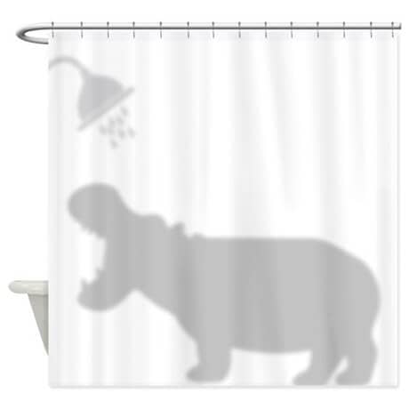 Hippo Bathing Silhouette Curtain for the Shower