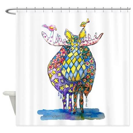Colorful Moose Drawing Shower Curtain