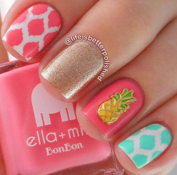 Summer Sunshine Nails with Pineapples