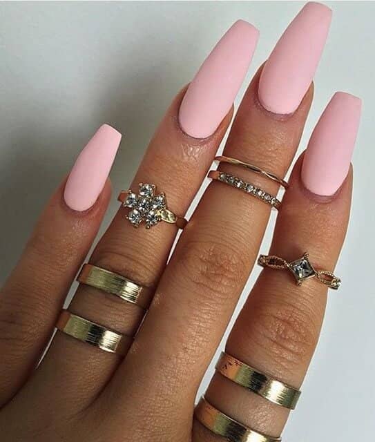 Matte Pink Cotton Candy Long Coffin Nails