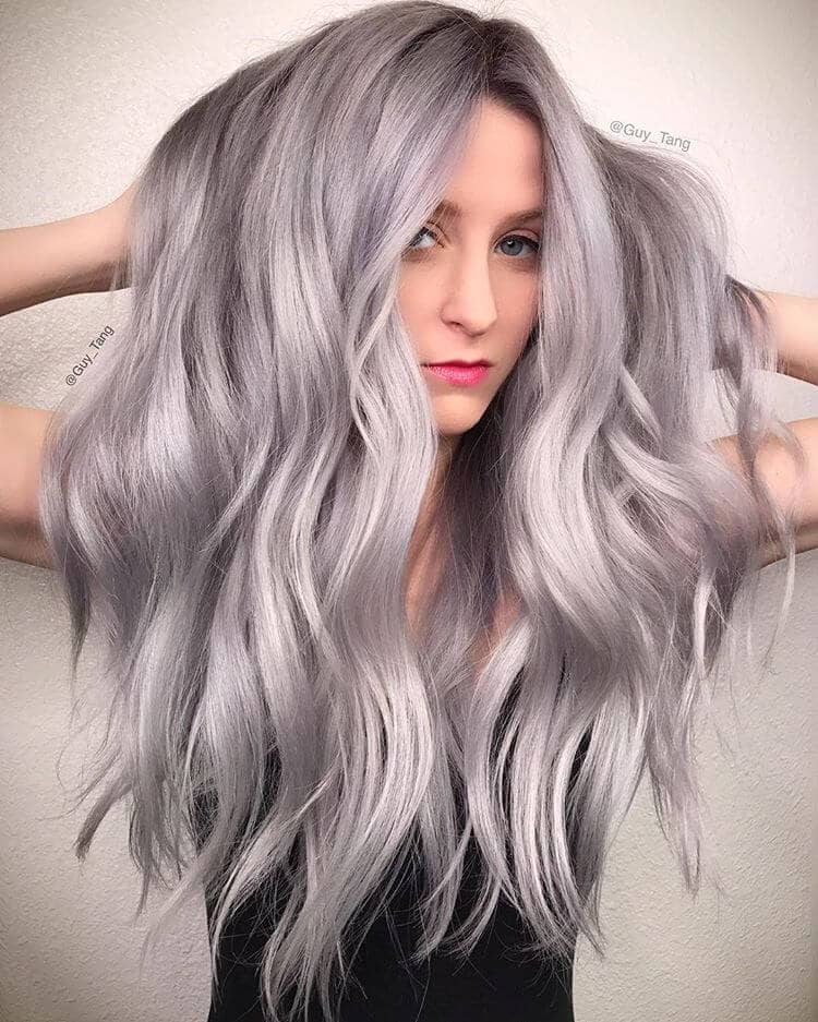Long Silver Ash Blonde Hair Waves
