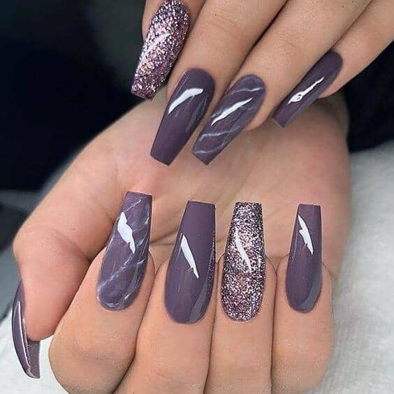 Prince Inspired Purple Glitter Nails