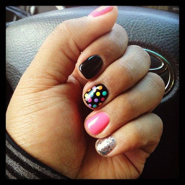 Polka Dots and Glitter Nails