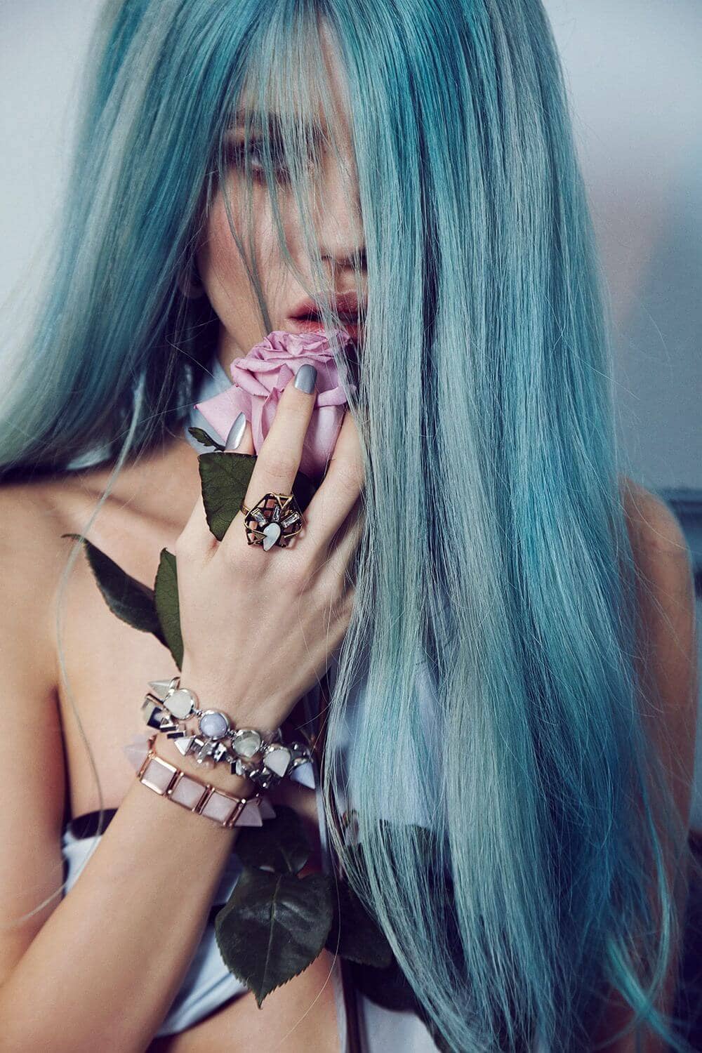 Medium Blue Pastel Color Hair