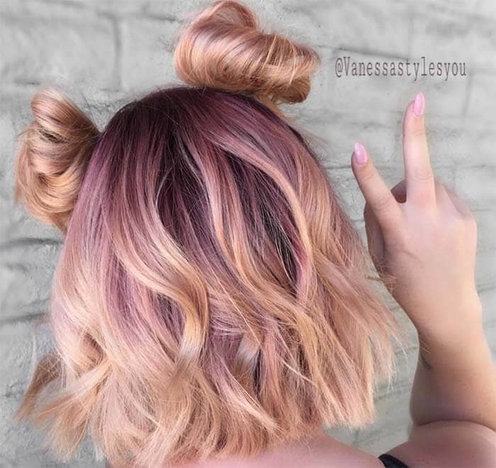 Cute Reverse Ombre Pink and Rose Gold Hair Color