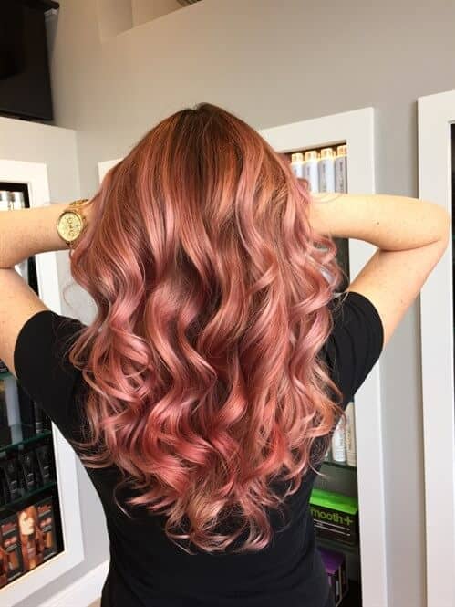 Rose Gold Shade With Gorgeous Pink Balayage Highlights