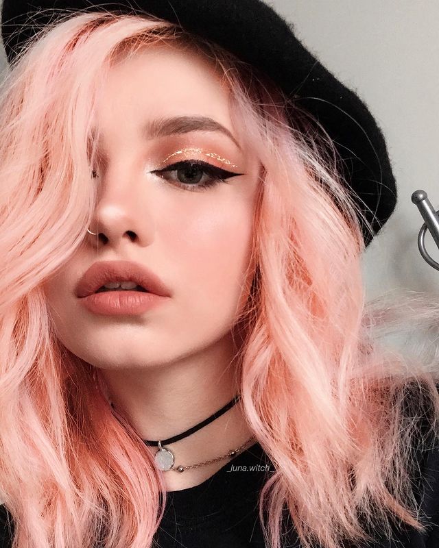 Bubble Gum Bob Rose Gold Hair with Lots of Texture