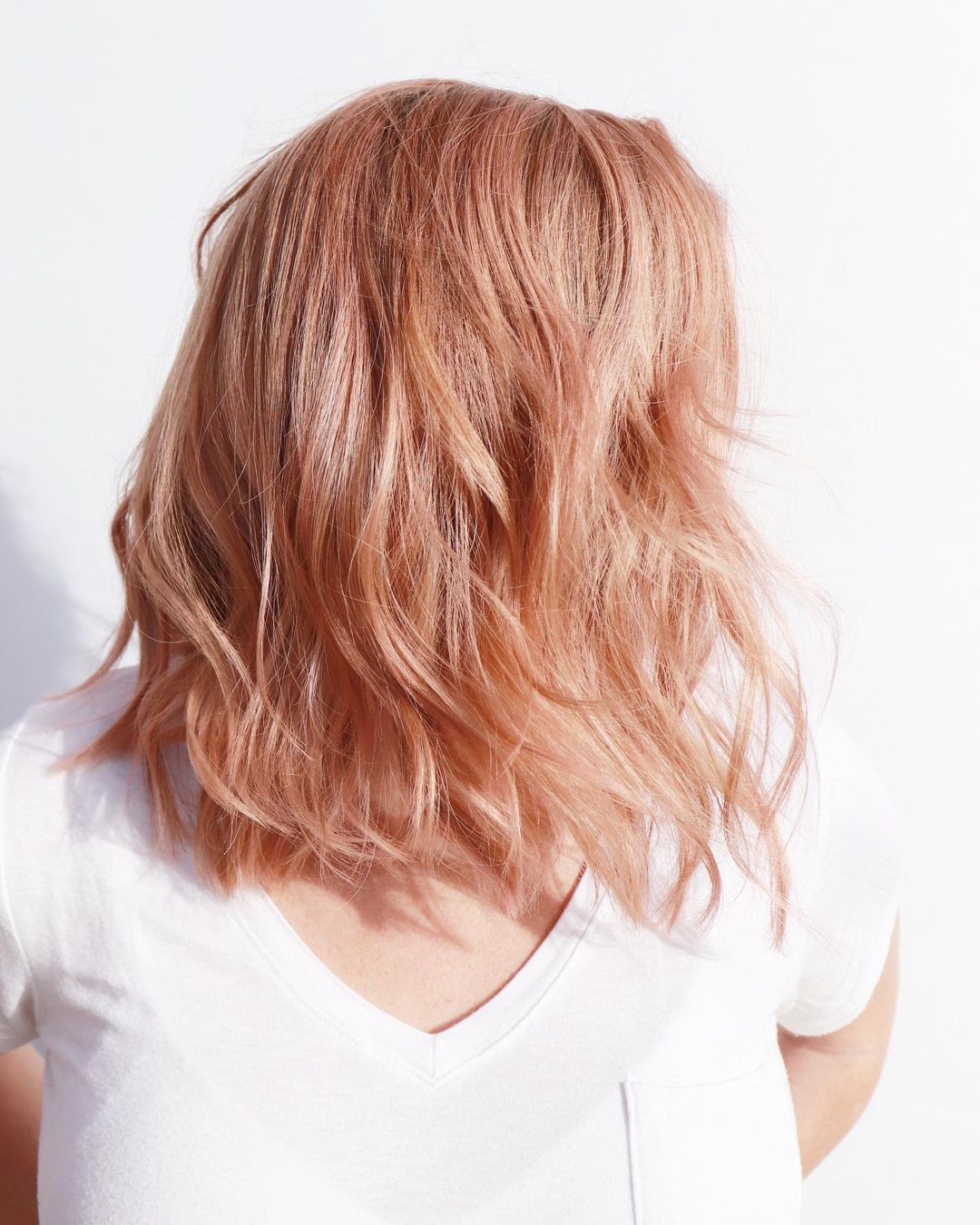 Chest-Length Copper Rose Gold Hair with Strawberry blond Layers