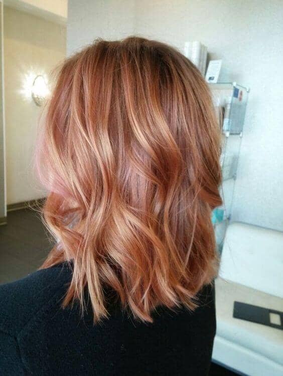 Wavy Simple Rose Gold Shade With Pink Highlight