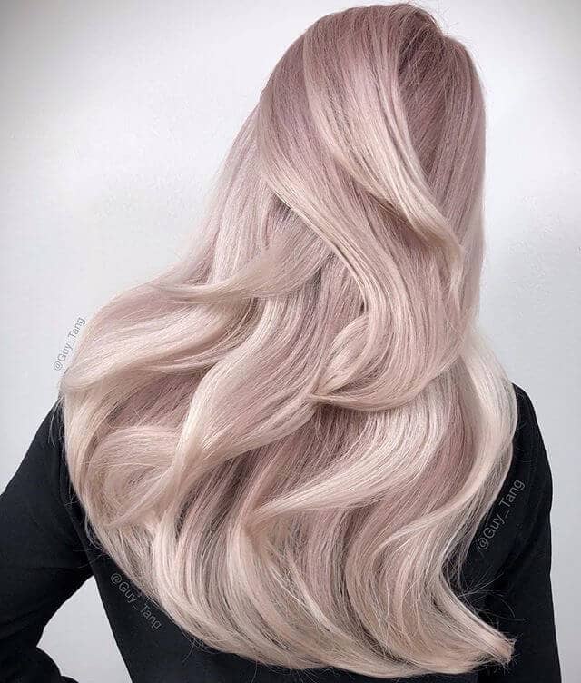 White Blonde and Copper Rose Gold Hair Color