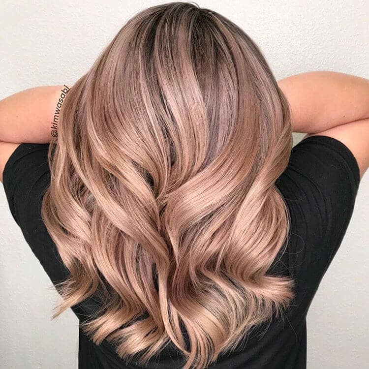 Blonde Unique Hair Color With Copper Rose Gold Hair Tones