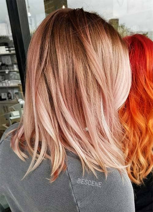 Subtle, Sweet Rose gold Highlights with Blonde