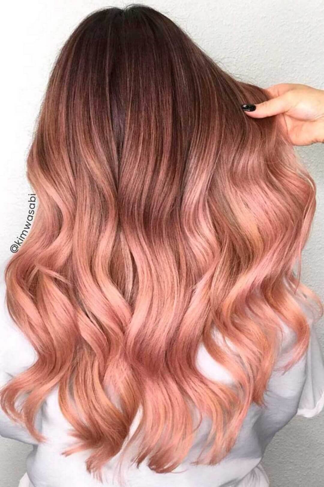 Dark Brunette to Rose Gold Hair Ombre