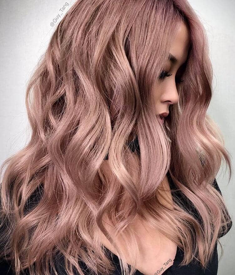 Silvery Dark Rose Gold Hair in Waves