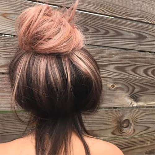 Natural Blonde Ombre Bun, Rose Gold Hair Tips