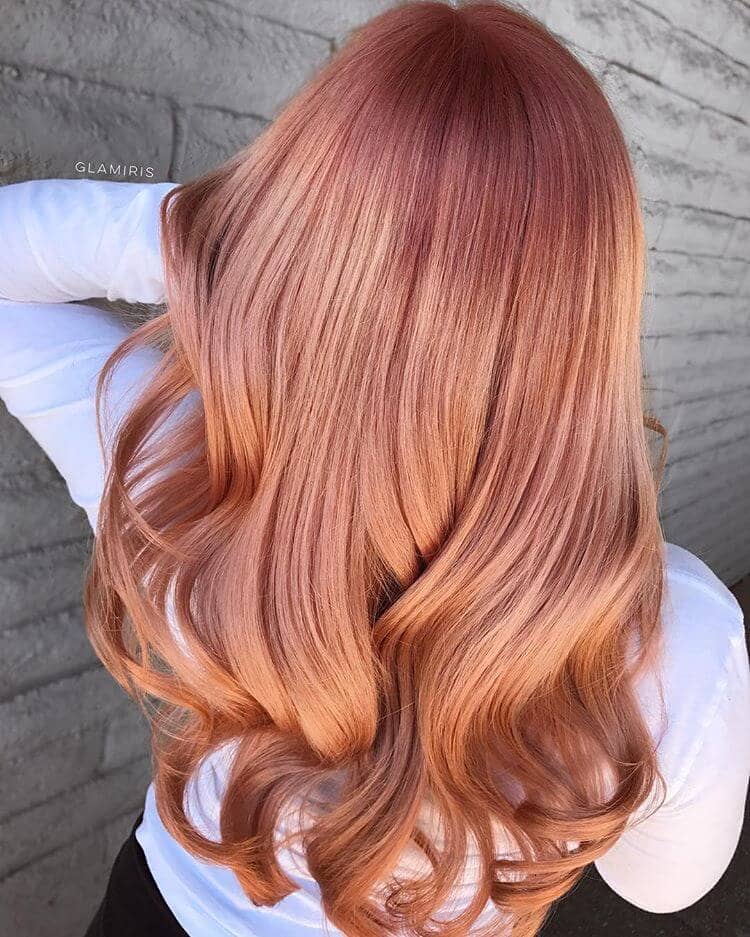Beautifully Blended Metallic Rose Gold Hair with Subtle Rose Gold Highlights