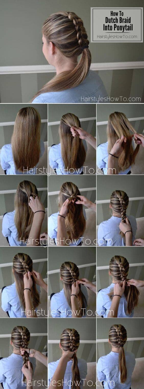 Simple Center Dutch Braid/Ponytail Tutorial