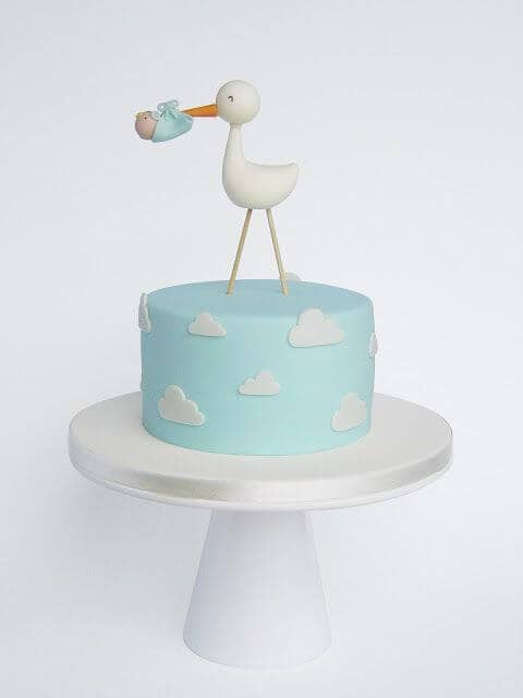 Stork in the Clouds Delivering Baby Boy