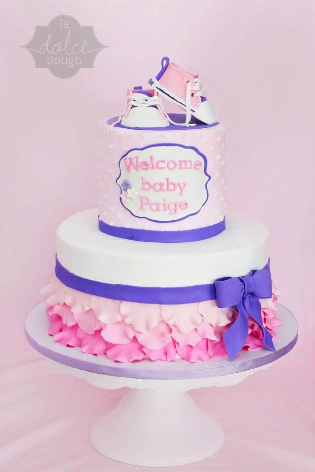 Baby Girl Cake with Pink Sneakers