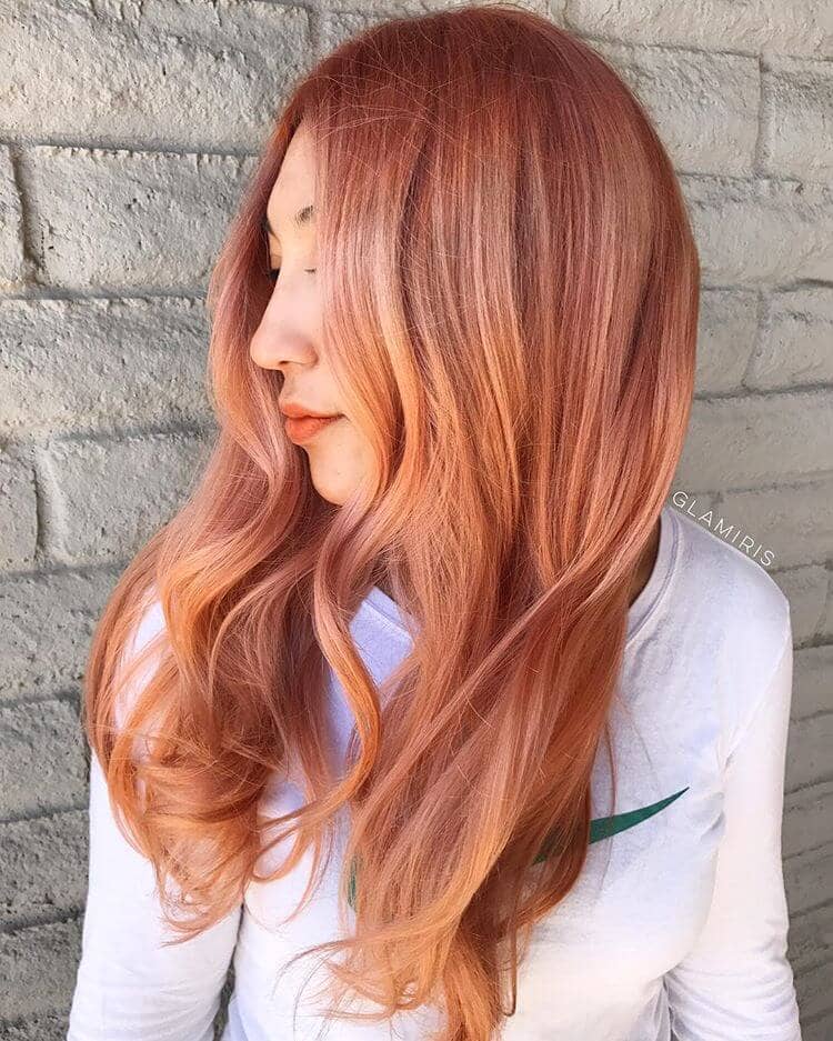 Soft and Subtle Allover Rose Gold Hair